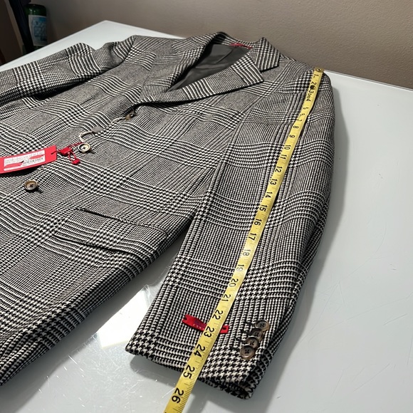 PAL ZILERI | Grey classic check oversized fall designer blazer coat - Picture 15 of 17